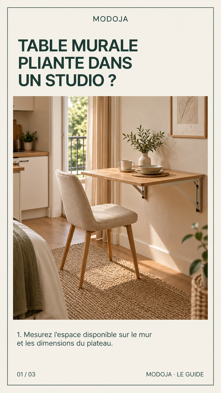 Table murale pliante dans un studio : conseils pratiques MODOJA