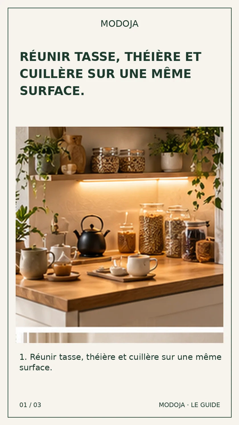 coin thé petit salon théière tasse : guide MODOJA