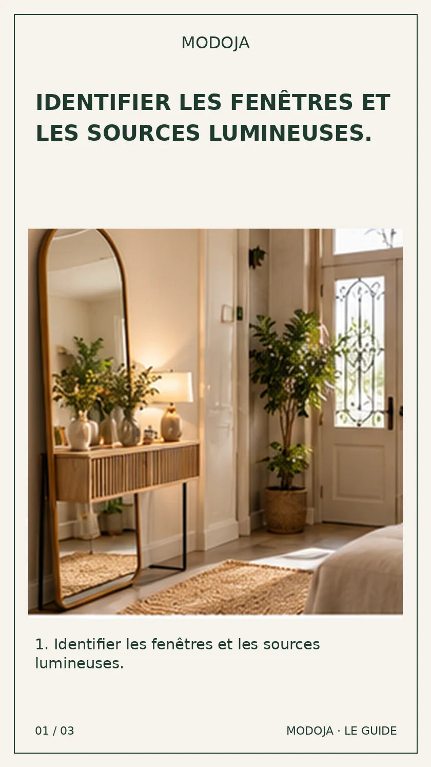 grand miroir entrée sombre emplacement : guide MODOJA