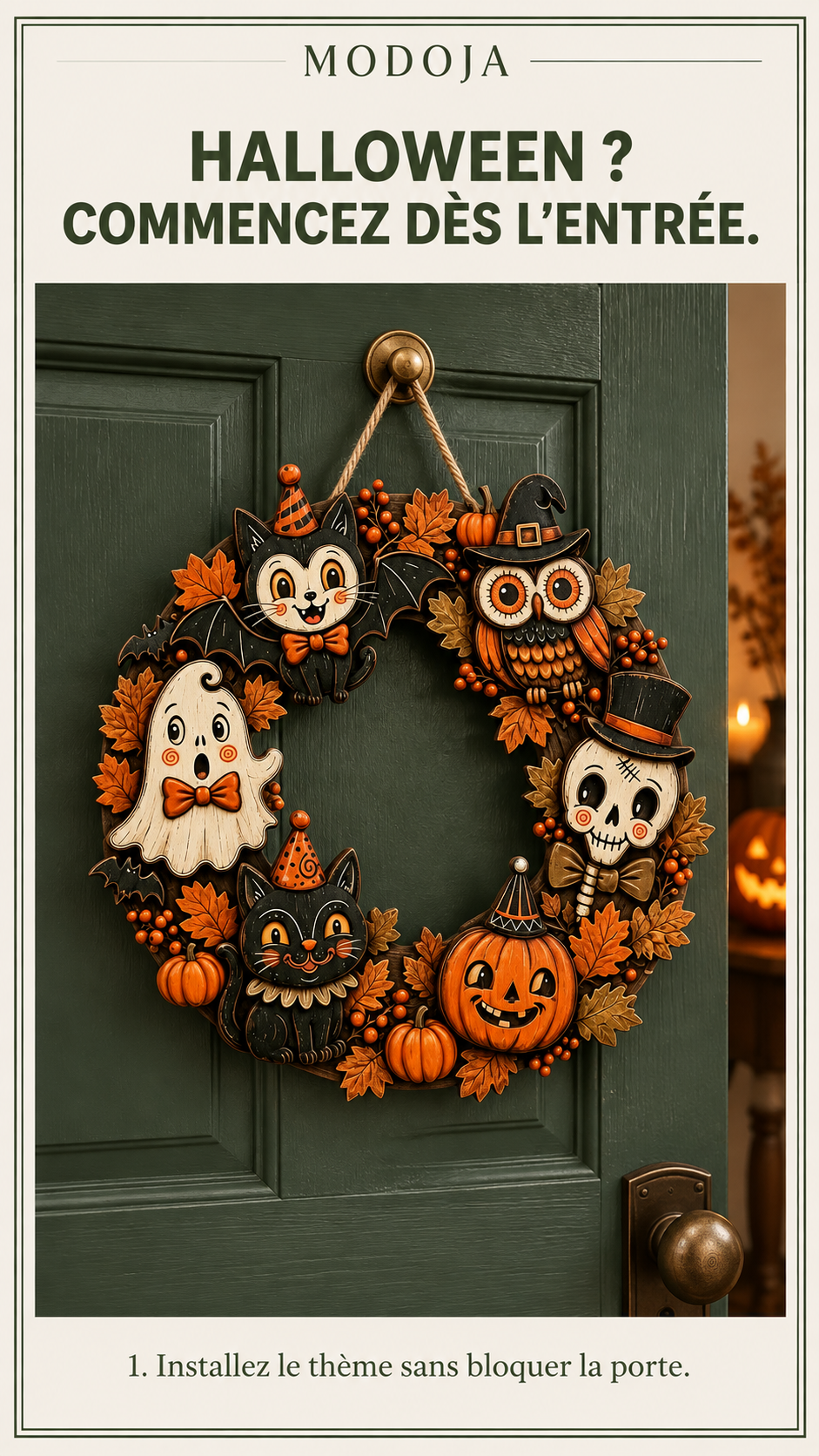 HALLOWEEN ? COMMENCEZ DÈS L’ENTRÉE. — 1. Installez le thème sans bloquer la porte.
