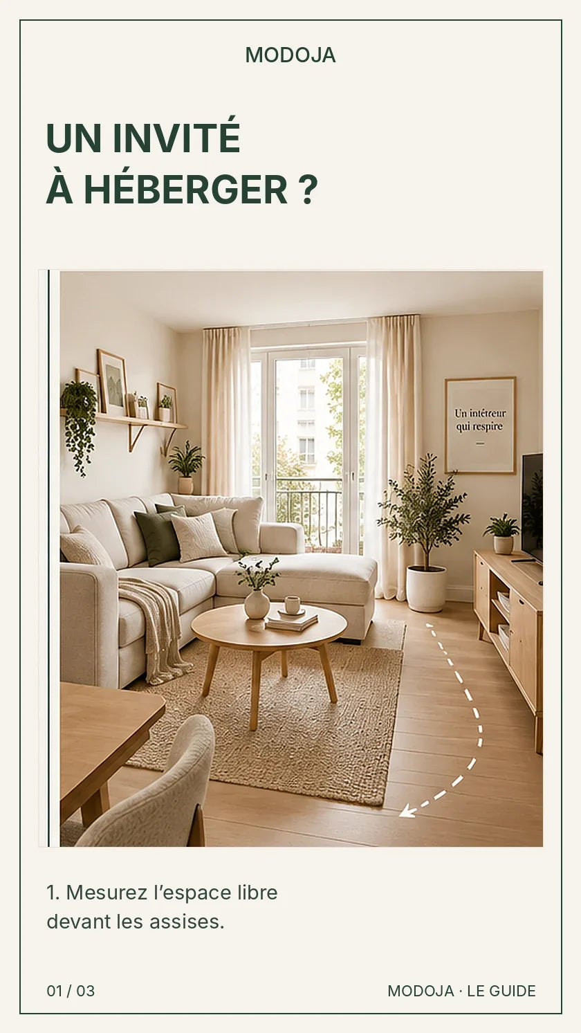 Petit salon : prévoir un passage pour un couchage d’appoint avant la venue des invités
