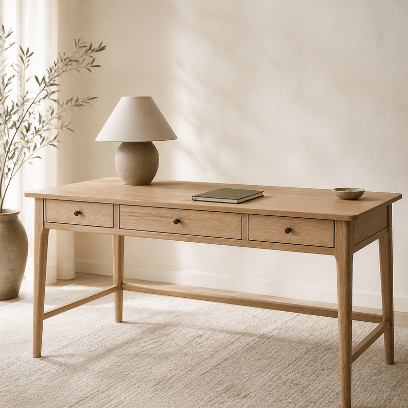 Bureaux — ambiance beige, bois clair et vert olive MODOJA