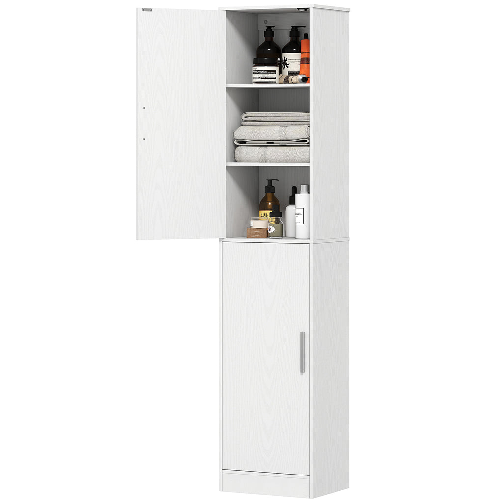 Colonne de salle de bain 2 portes et 4 étagères réglables