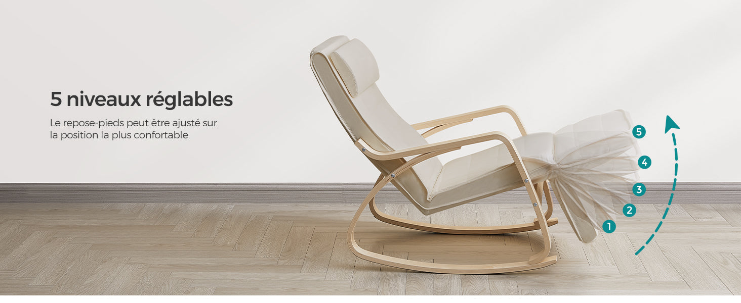 Fauteuil à bascule avec repose-pieds réglable 5 positions