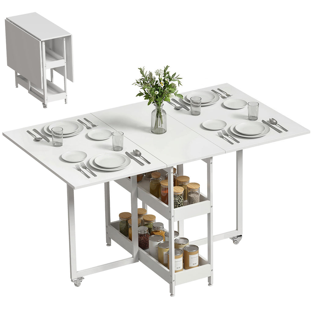 Table à manger pliante sur roulettes pour 4 personnes