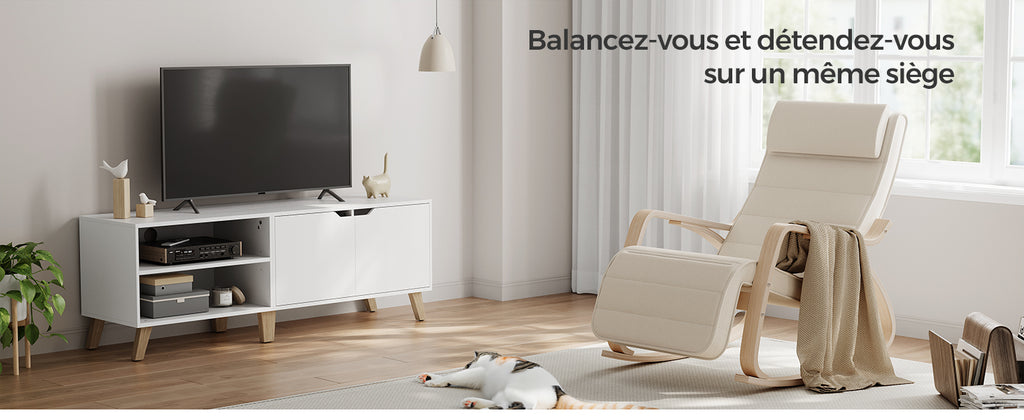 Fauteuil à bascule avec repose-pieds réglable 5 positions
