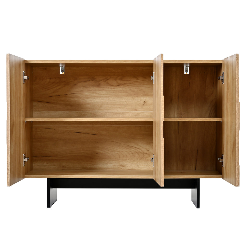 Buffet naturel et noir à 3 portes 105 cm