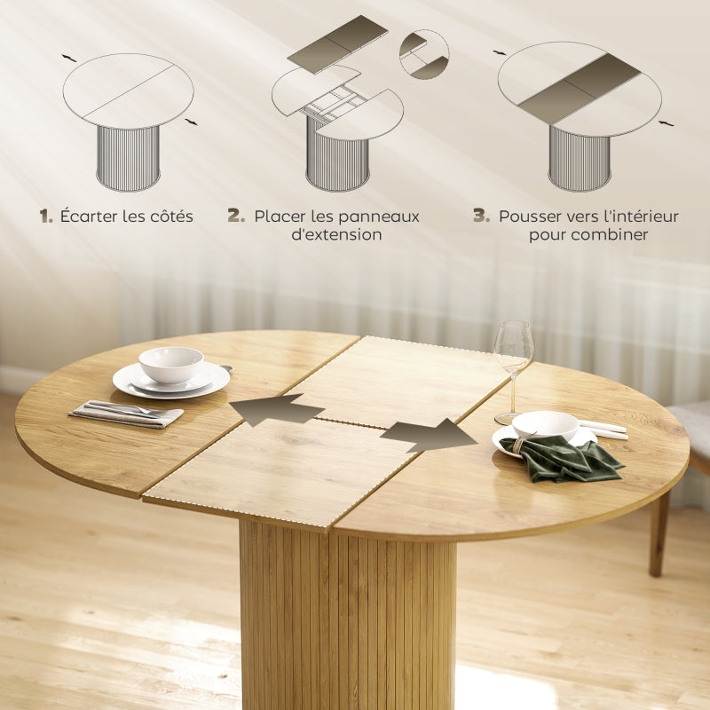 Table à manger extensible 6 à 8 personnes 110–150 cm