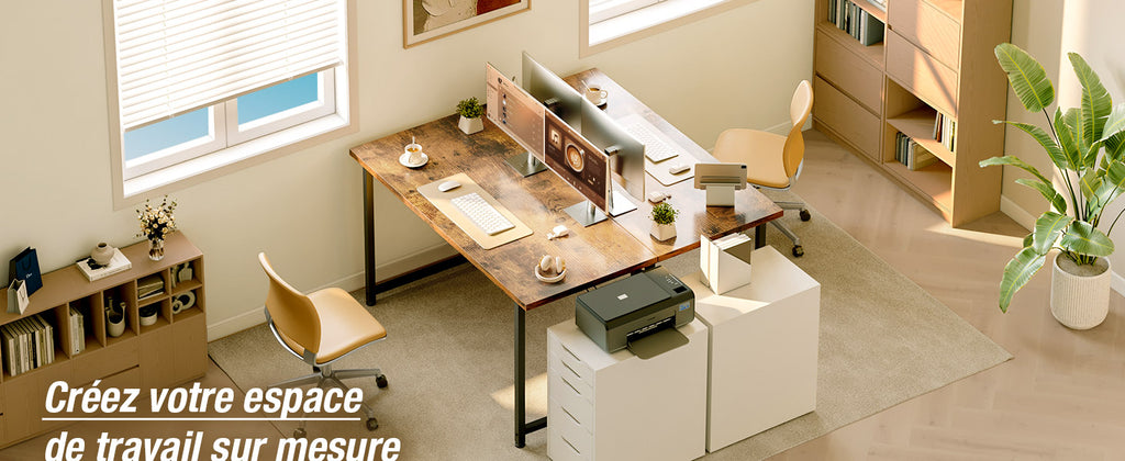 Bureau droit 140 × 50 cm en bois et métal