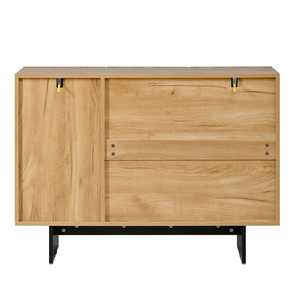 Buffet naturel et noir à 3 portes 105 cm