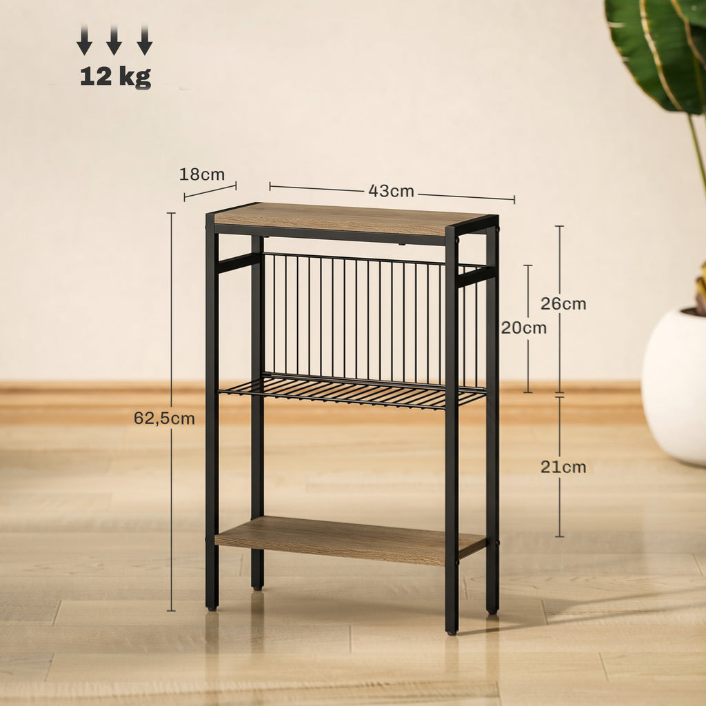 Table d’appoint étroite à 3 niveaux 43 × 18 cm