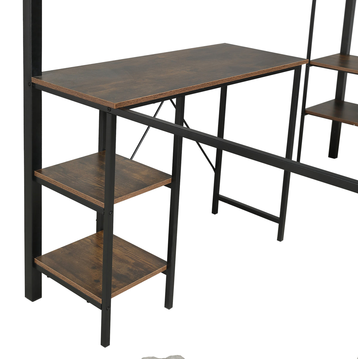 Lit mezzanine 120 × 200 cm avec bureau et dressing — détail du plateau du bureau