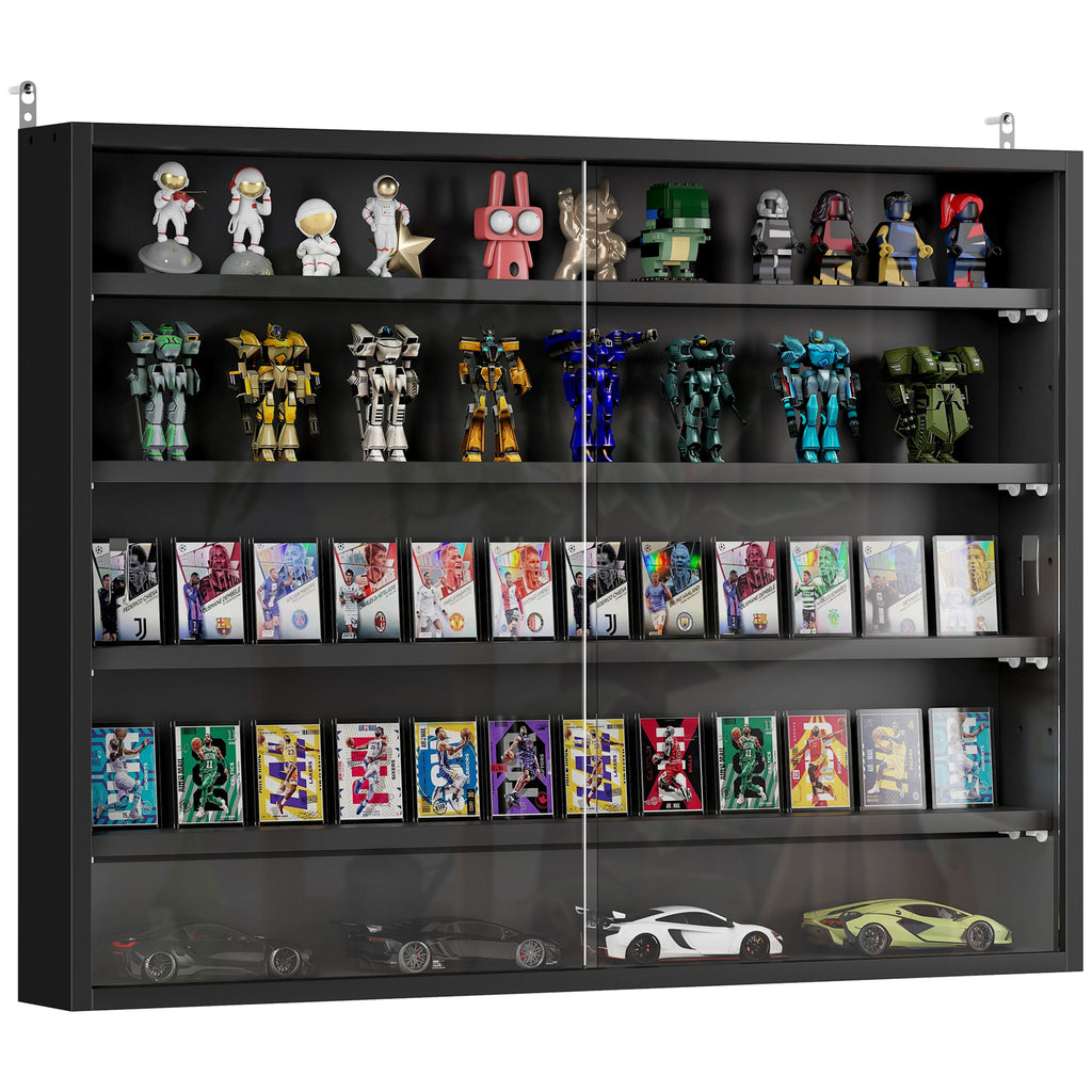 Vitrine murale noire à portes coulissantes 80 cm