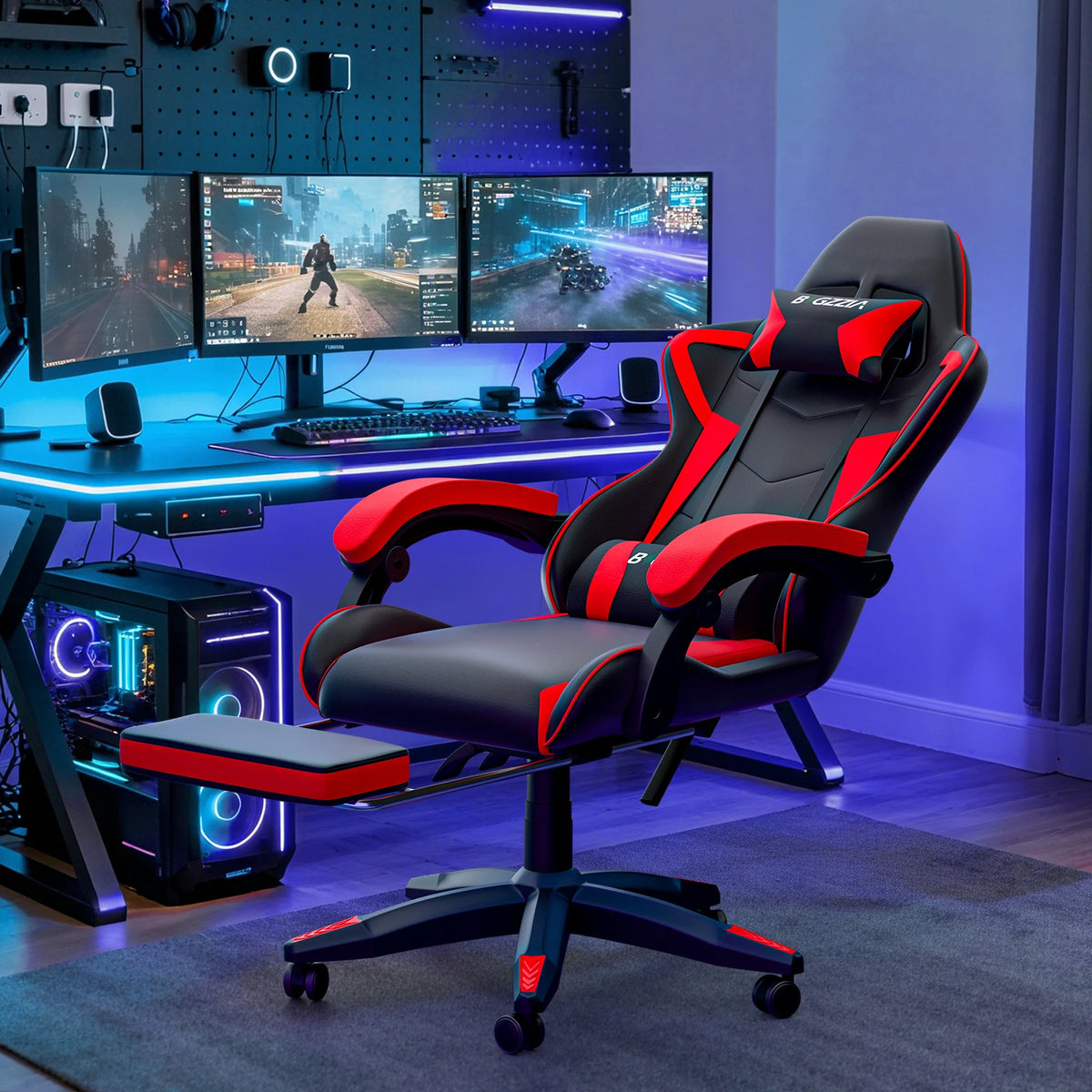 Fauteuil gaming inclinable avec repose-pieds