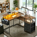 Bureau d’angle réversible LED avec prises et USB