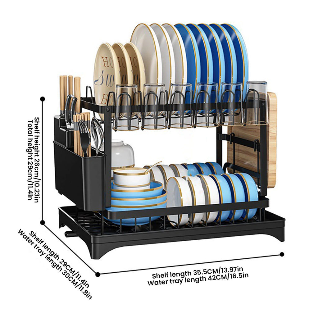 Égouttoir à vaisselle 2 niveaux avec drainage orientable