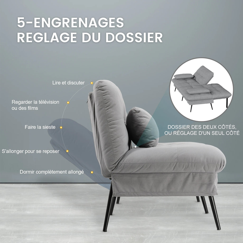 Canapé-lit 3 places à dossier réglable 174 cm