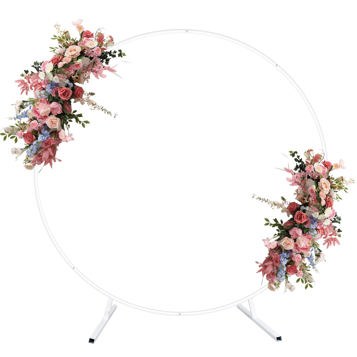 Arche ronde en métal de 2 m : variante blanche avec fleurs.