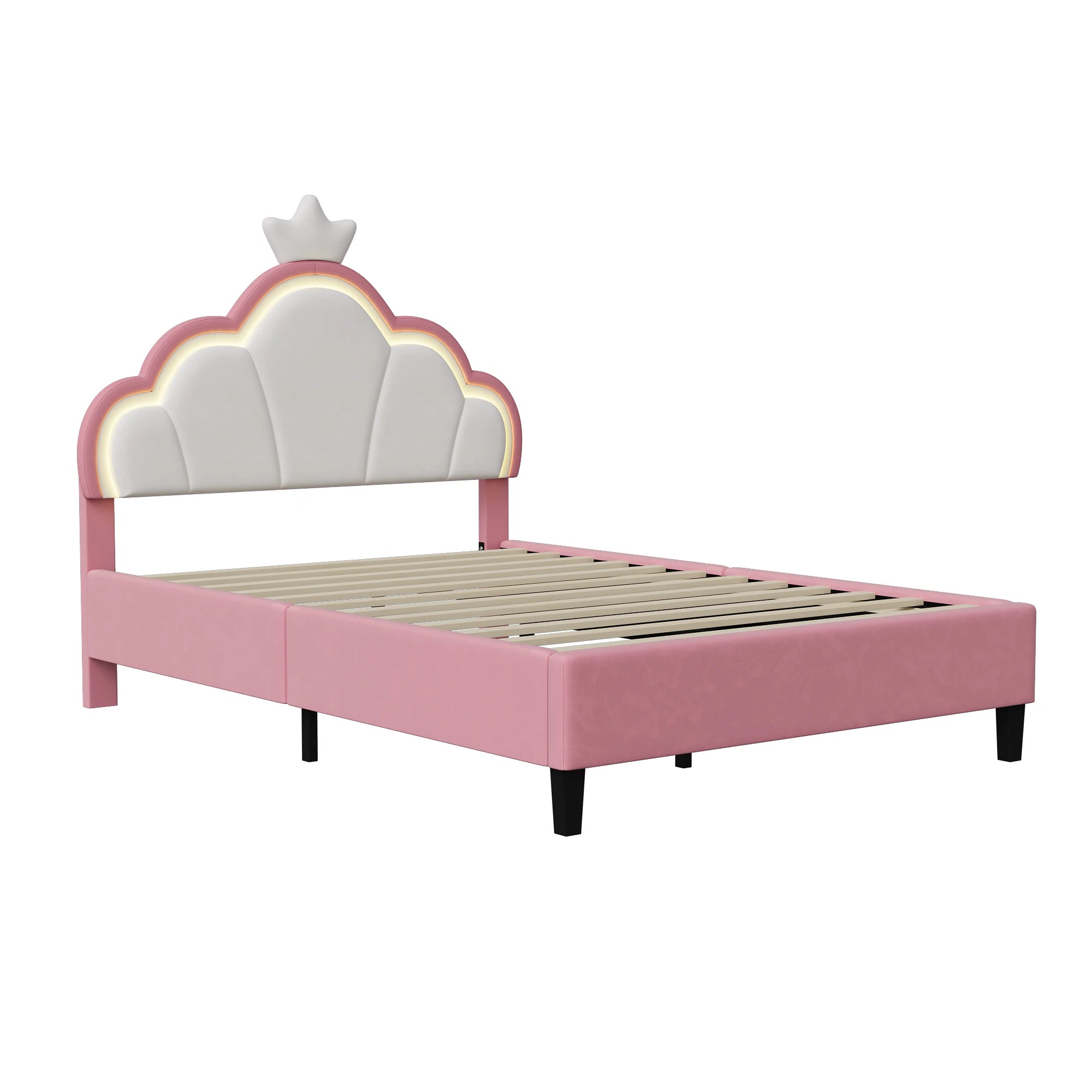 Lit enfant couronne en velours 90 ou 140 × 200 cm