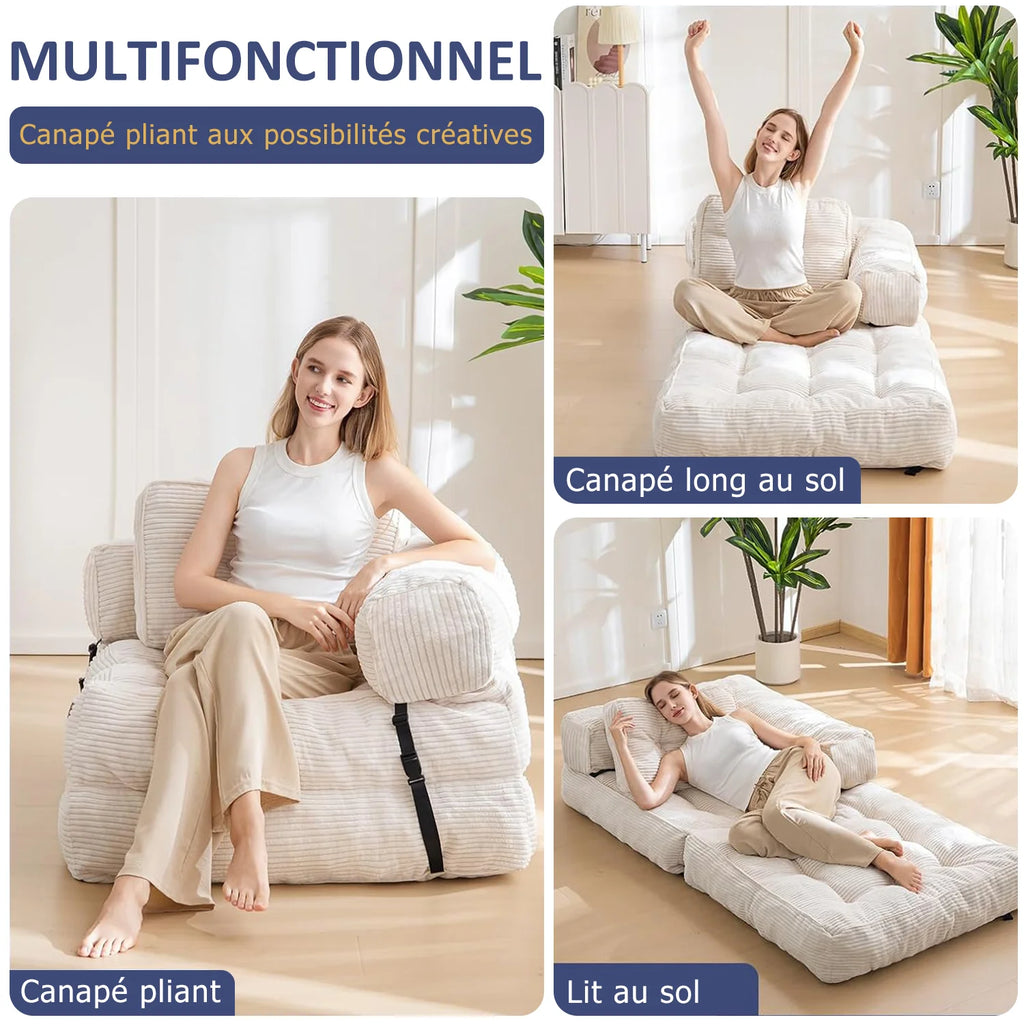 Canapé compact convertible 80 × 80 cm avec accoudoirs