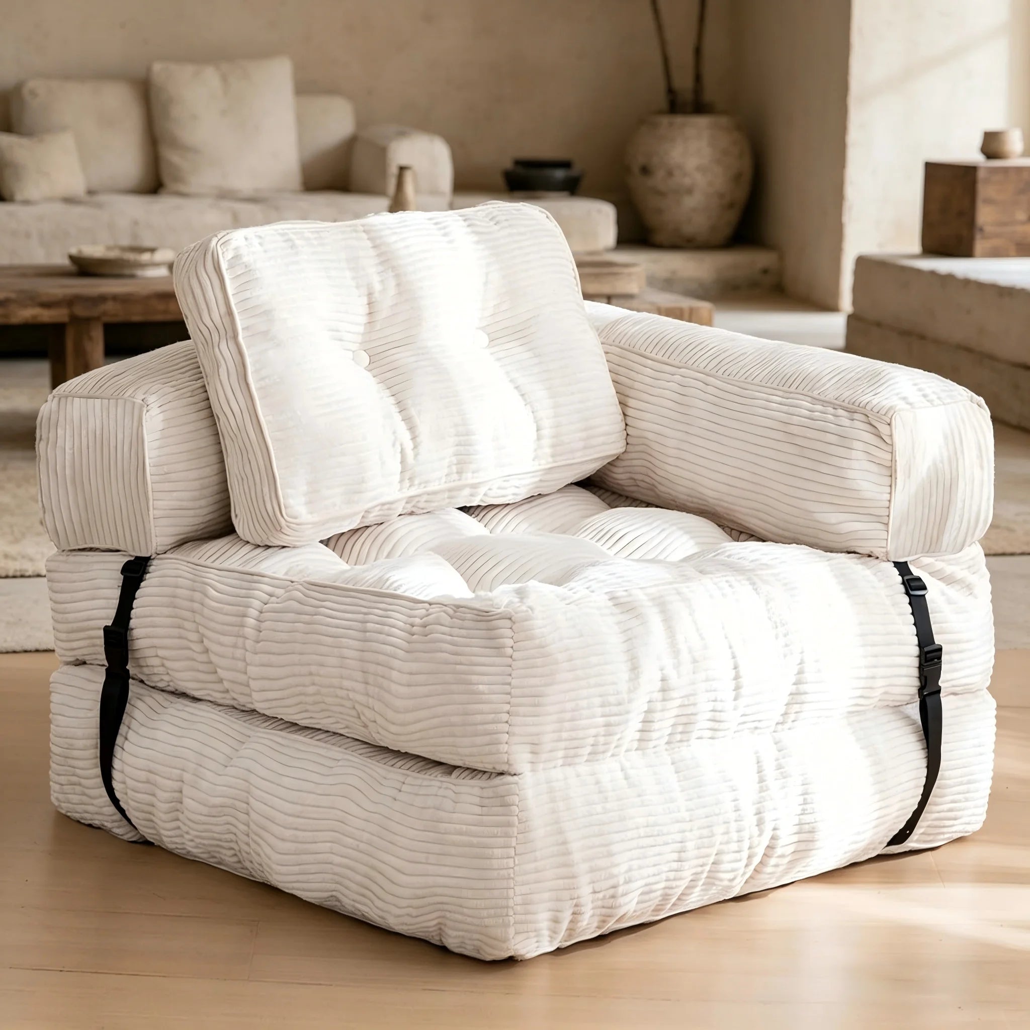 Canapé compact convertible 80 × 80 cm avec accoudoirs