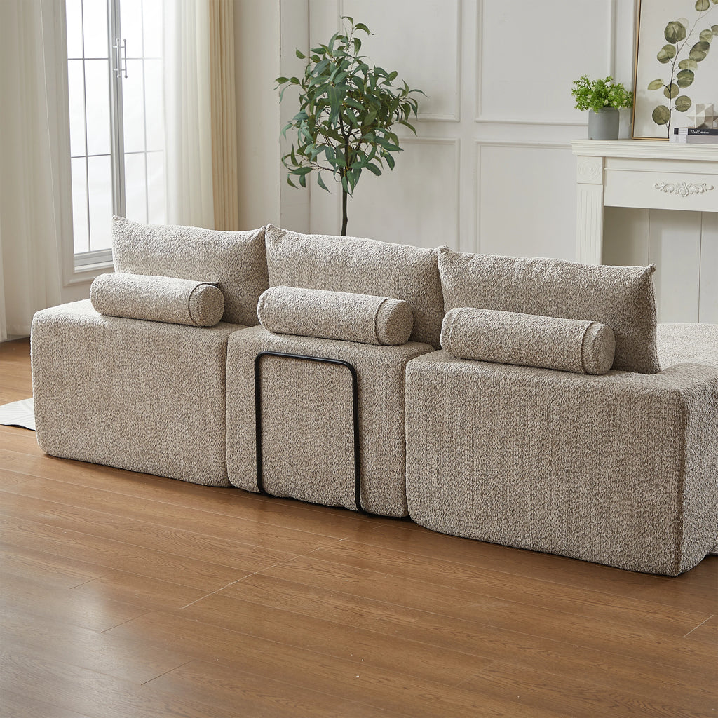 Canapé modulable en chenille avec méridienne réversible