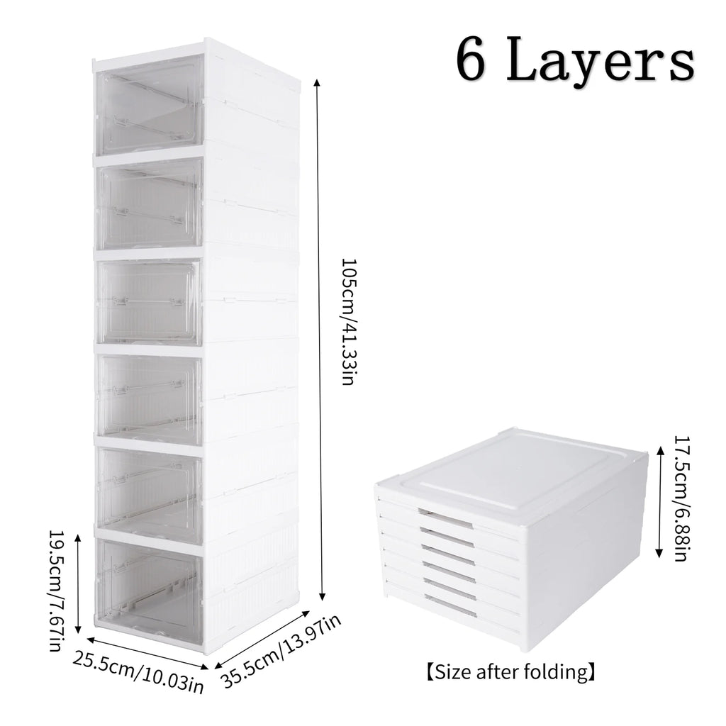 Meuble à chaussures pliable à 6 niveaux, blanc — structure pliable