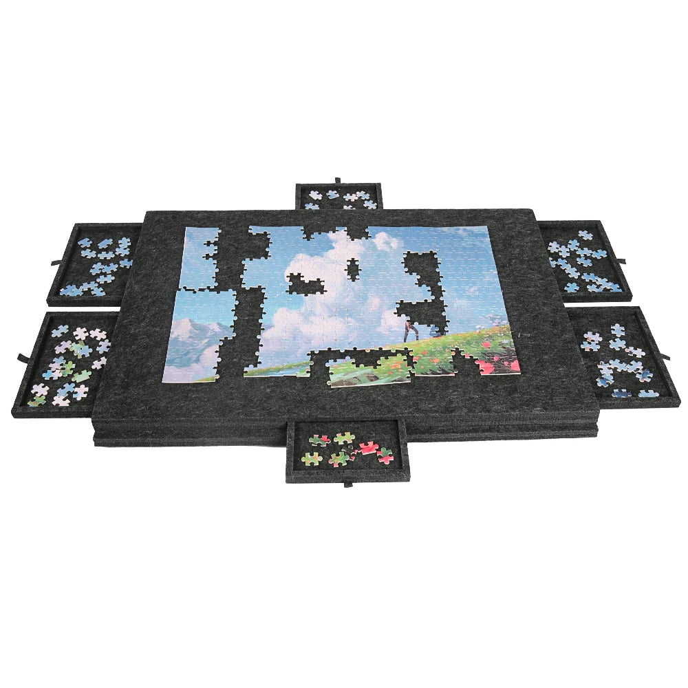Table de puzzle pliante avec housse et 6 tiroirs
