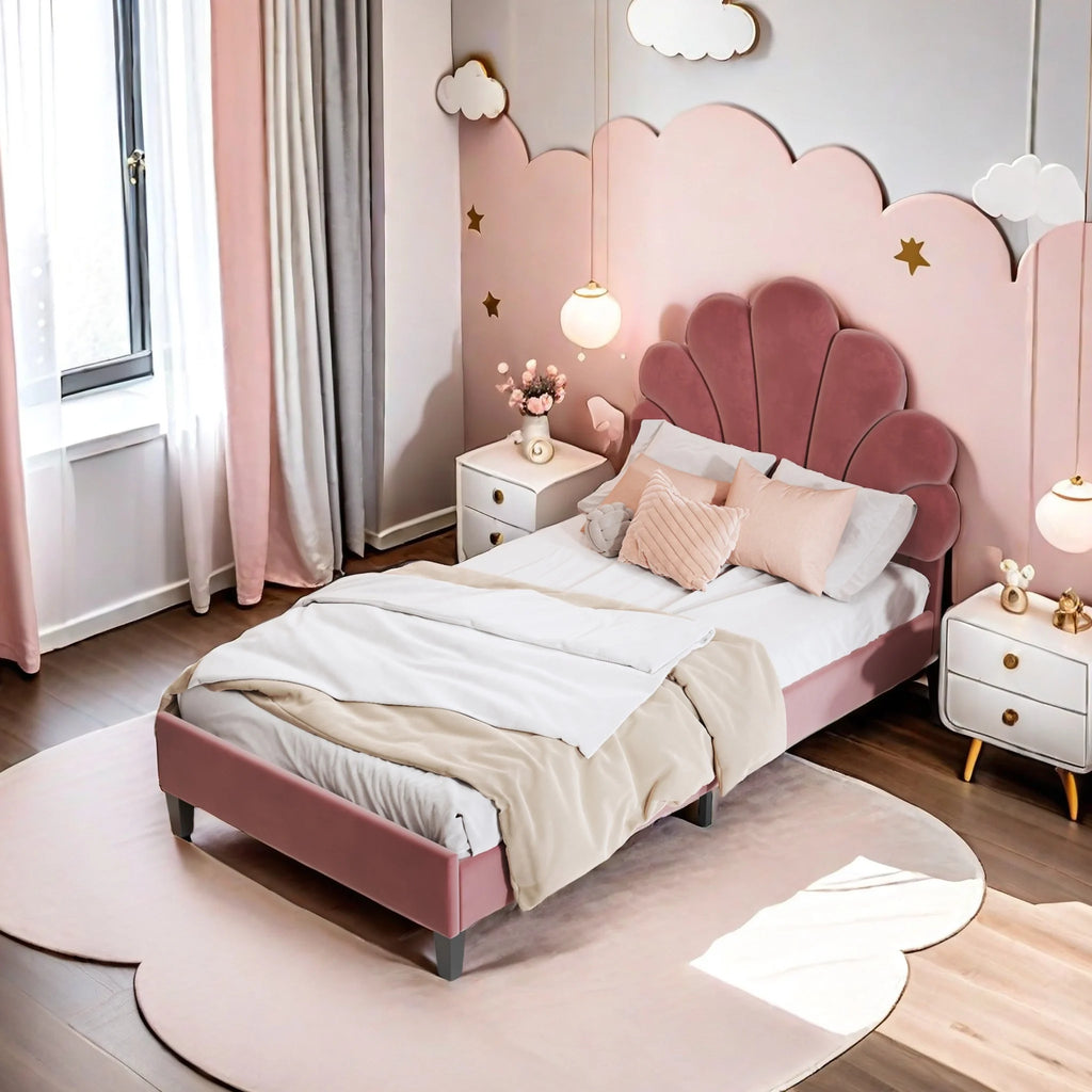 Lit enfant tête de lit fleur 90 ou 140 × 200 cm