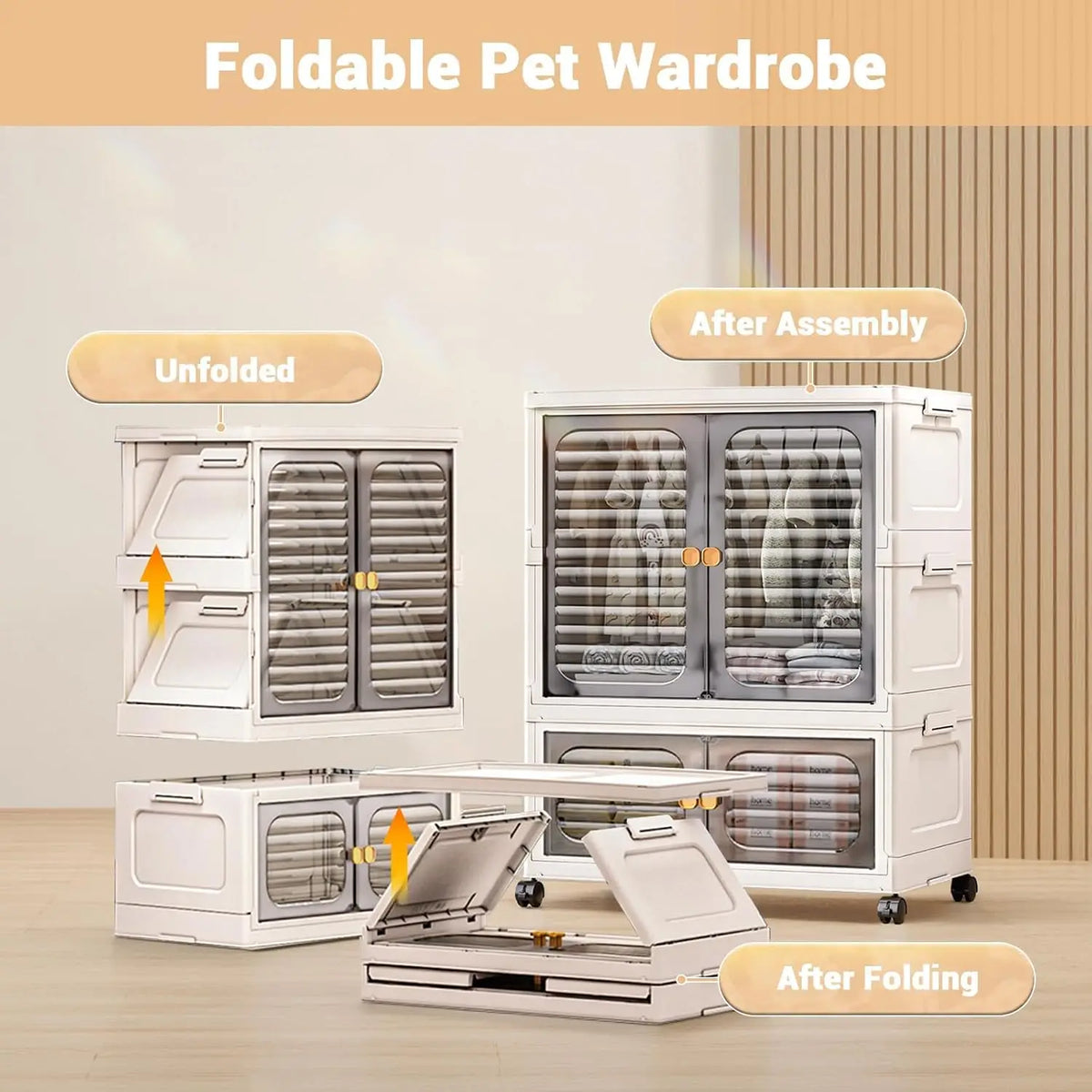 Armoire de rangement pliable en plastique avec portes et roulettes, visuel 8