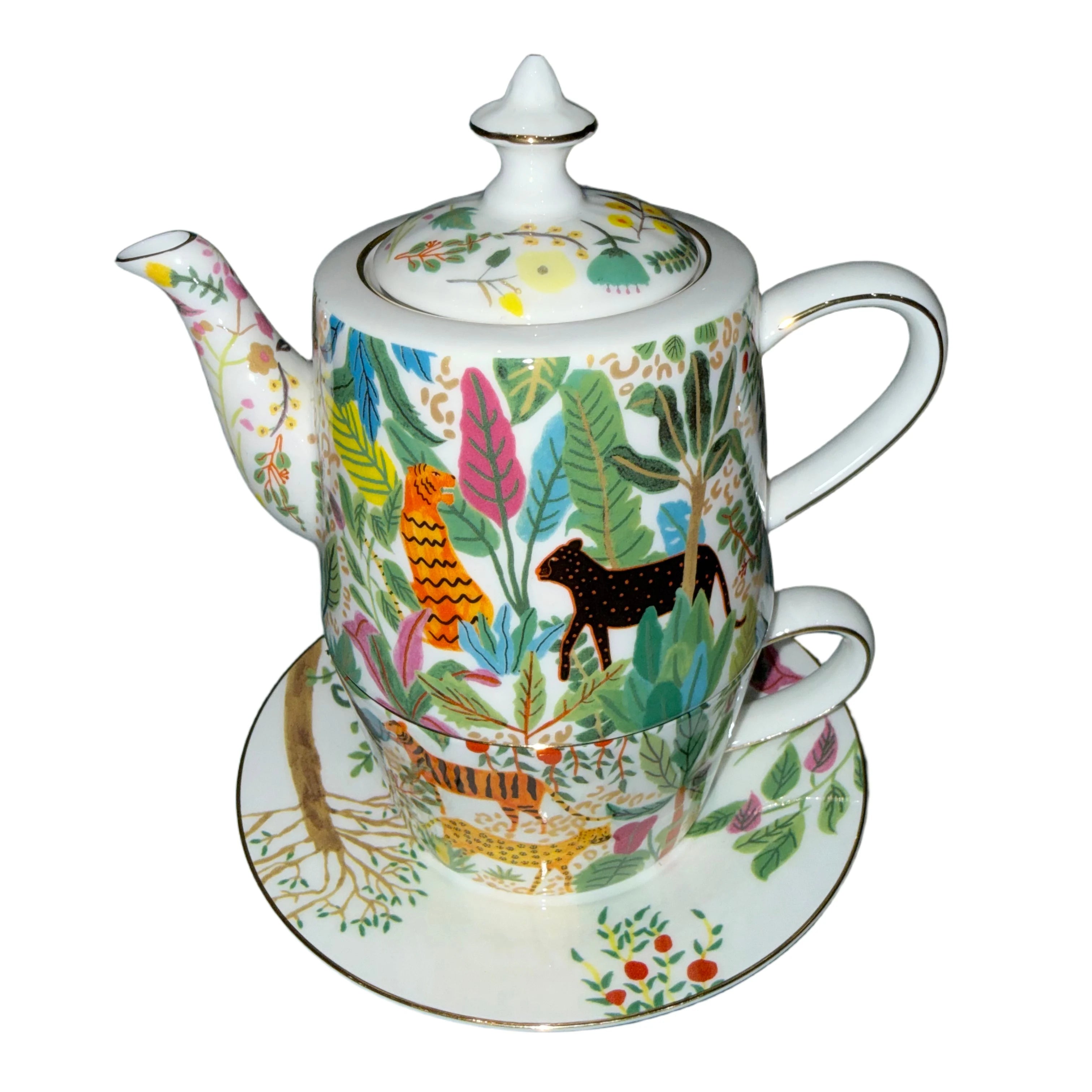 Théière et tasse empilables 2-en-1, motif savane – vue 3