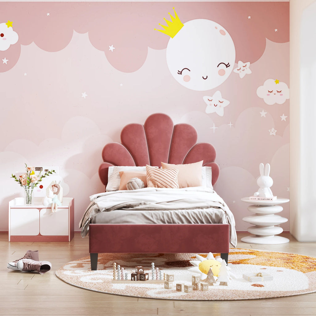 Lit enfant tête de lit fleur 90 ou 140 × 200 cm