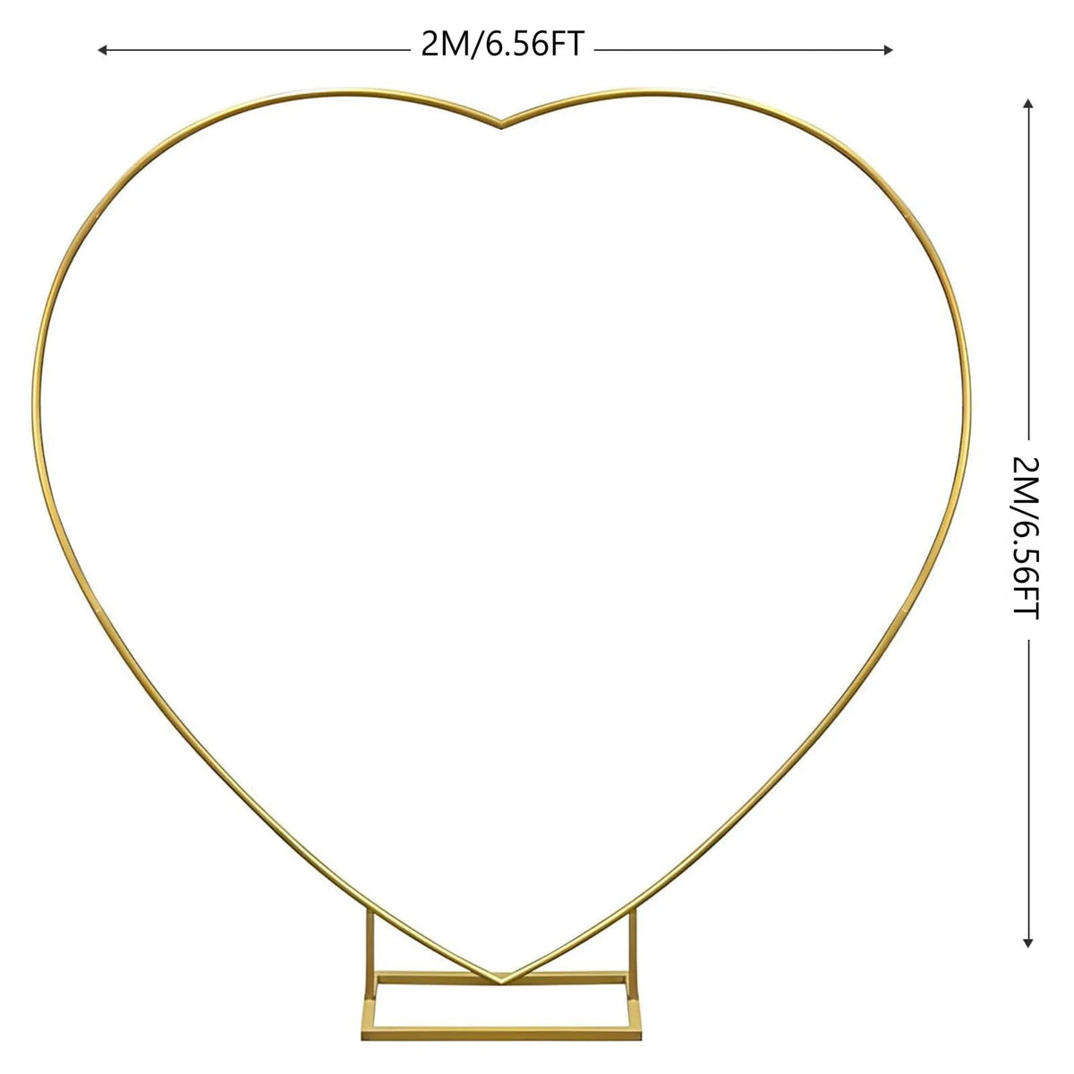 Arche de mariage dorée : dimensions du modèle B en cœur.