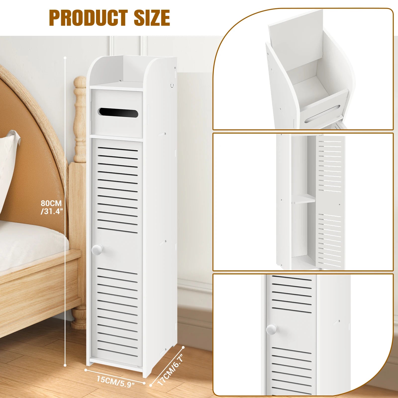 Meuble de salle de bain étroit en PVC 15 × 17 × 80 cm