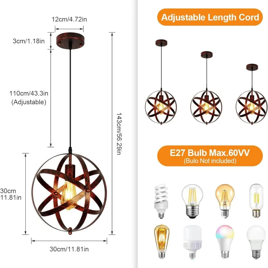 Suspension cage en métal pour ampoule E27 – vue 7