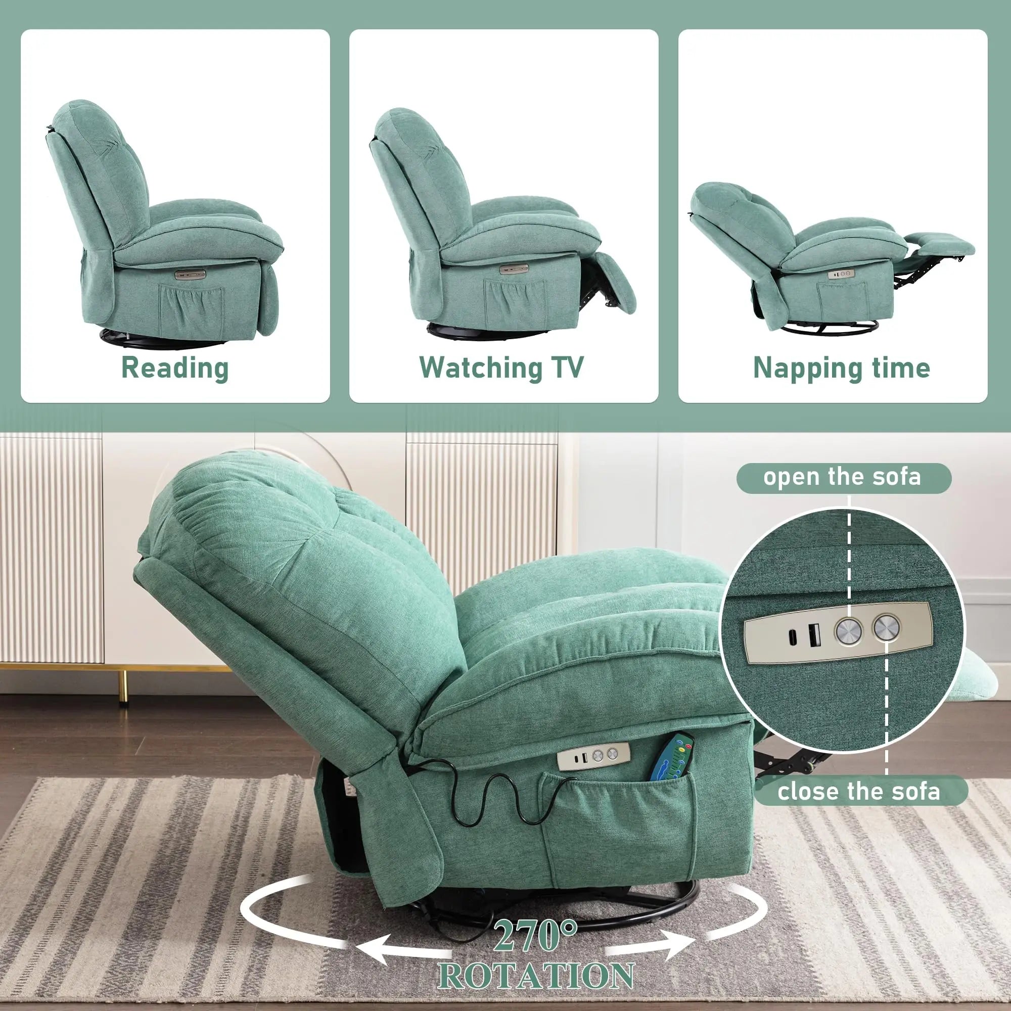 Fauteuil à bascule électrique massant et chauffant