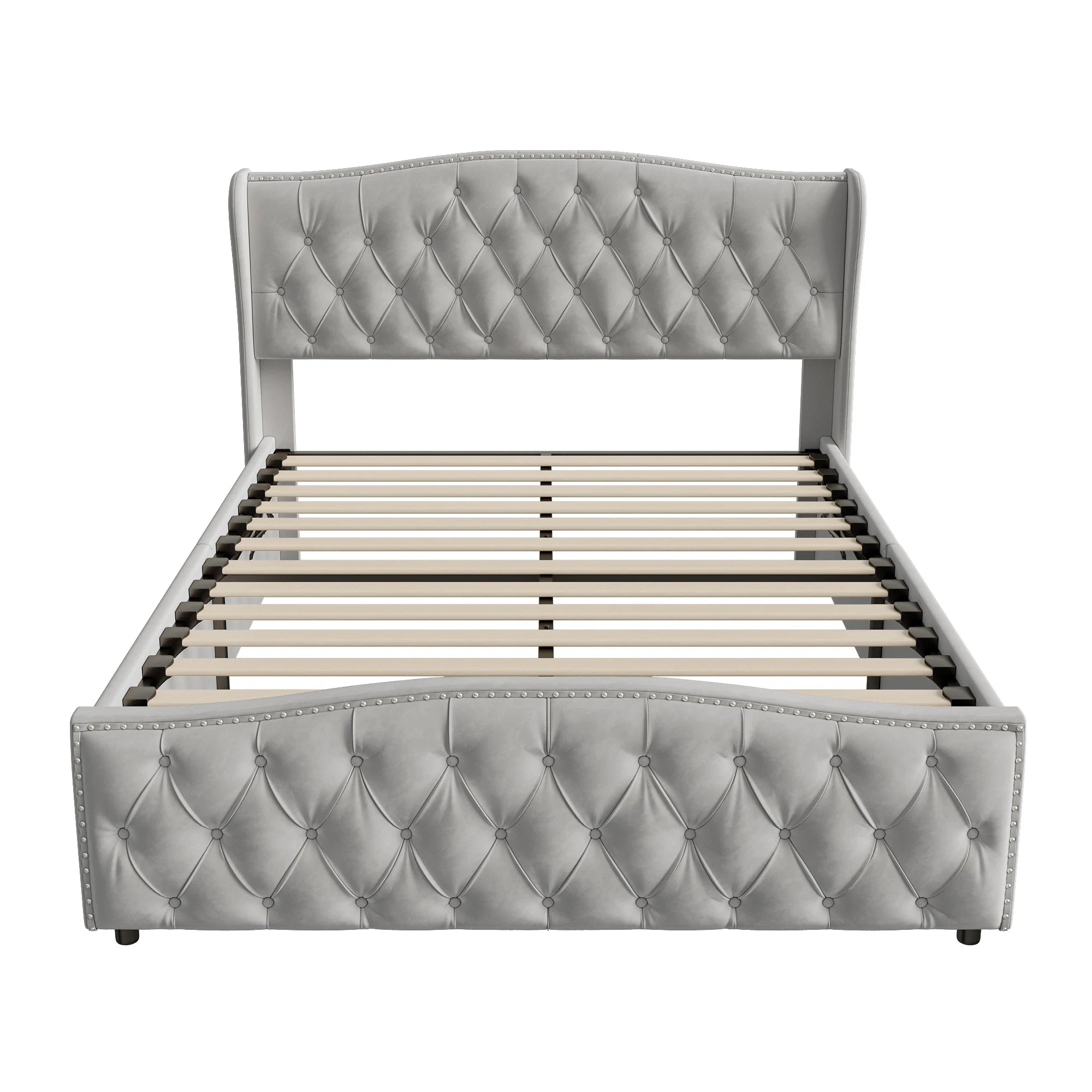 Lit double coffre en velours 140 ou 160 × 200 cm