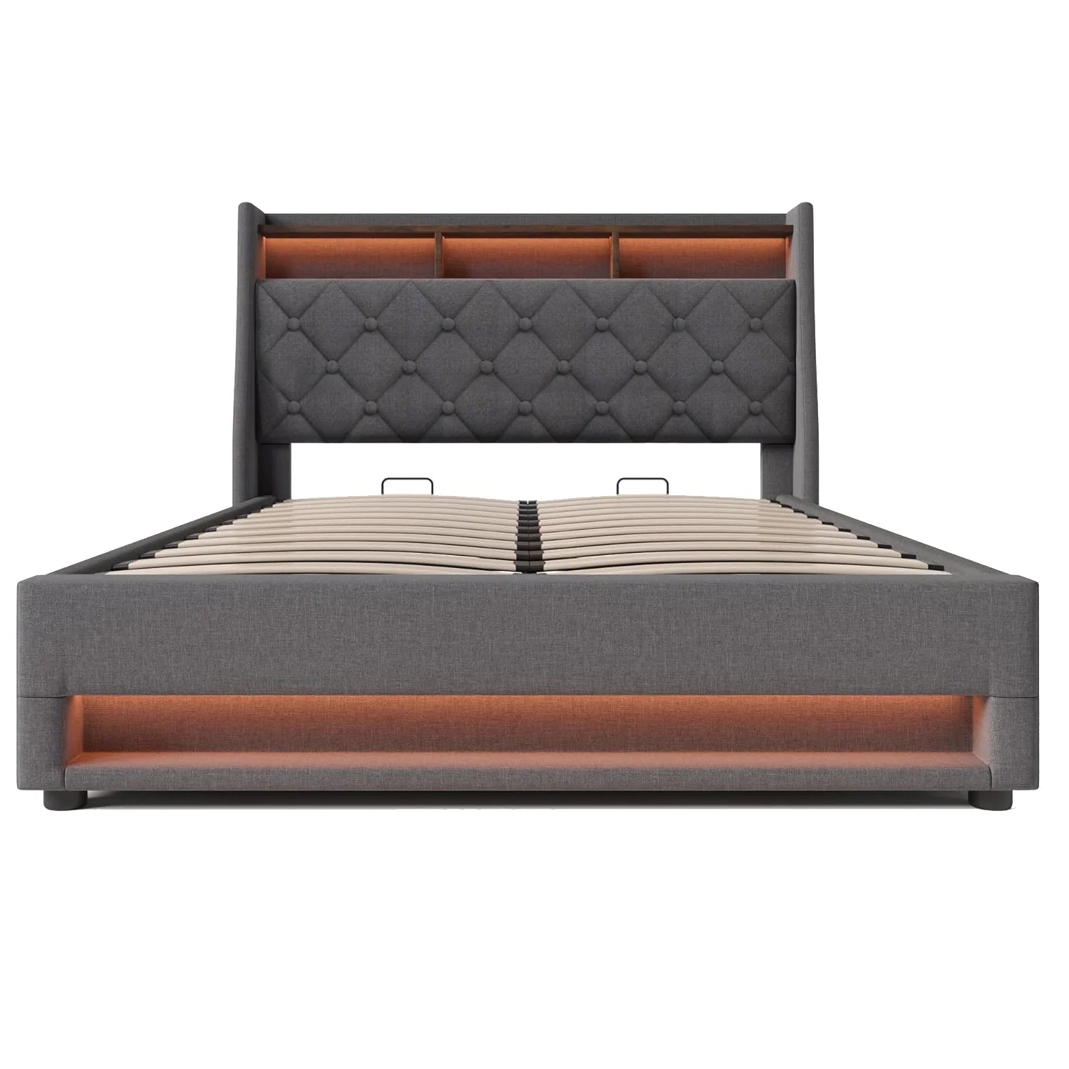 Lit coffre 140 × 190 cm avec LED et ports USB