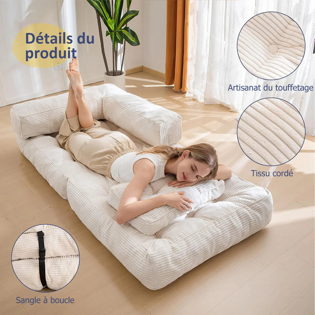 Canapé compact convertible 80 × 80 cm avec accoudoirs