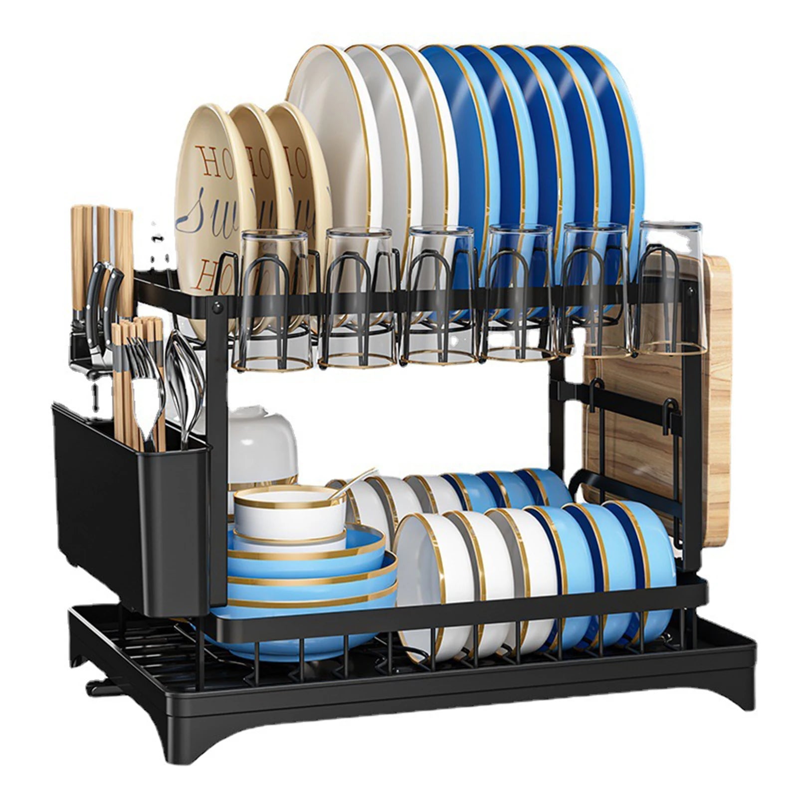 Égouttoir à vaisselle 2 niveaux avec drainage orientable