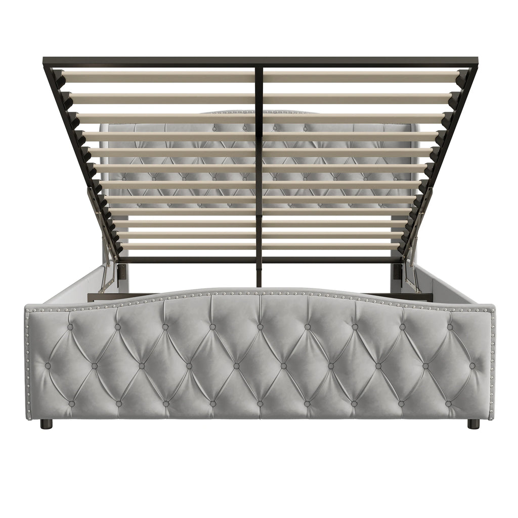 Lit double coffre en velours 140 ou 160 × 200 cm
