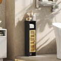 Meuble WC étroit en bois et bambou avec porte-rouleau