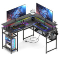 Bureau d’angle gaming 136 × 75 cm avec LED et USB
