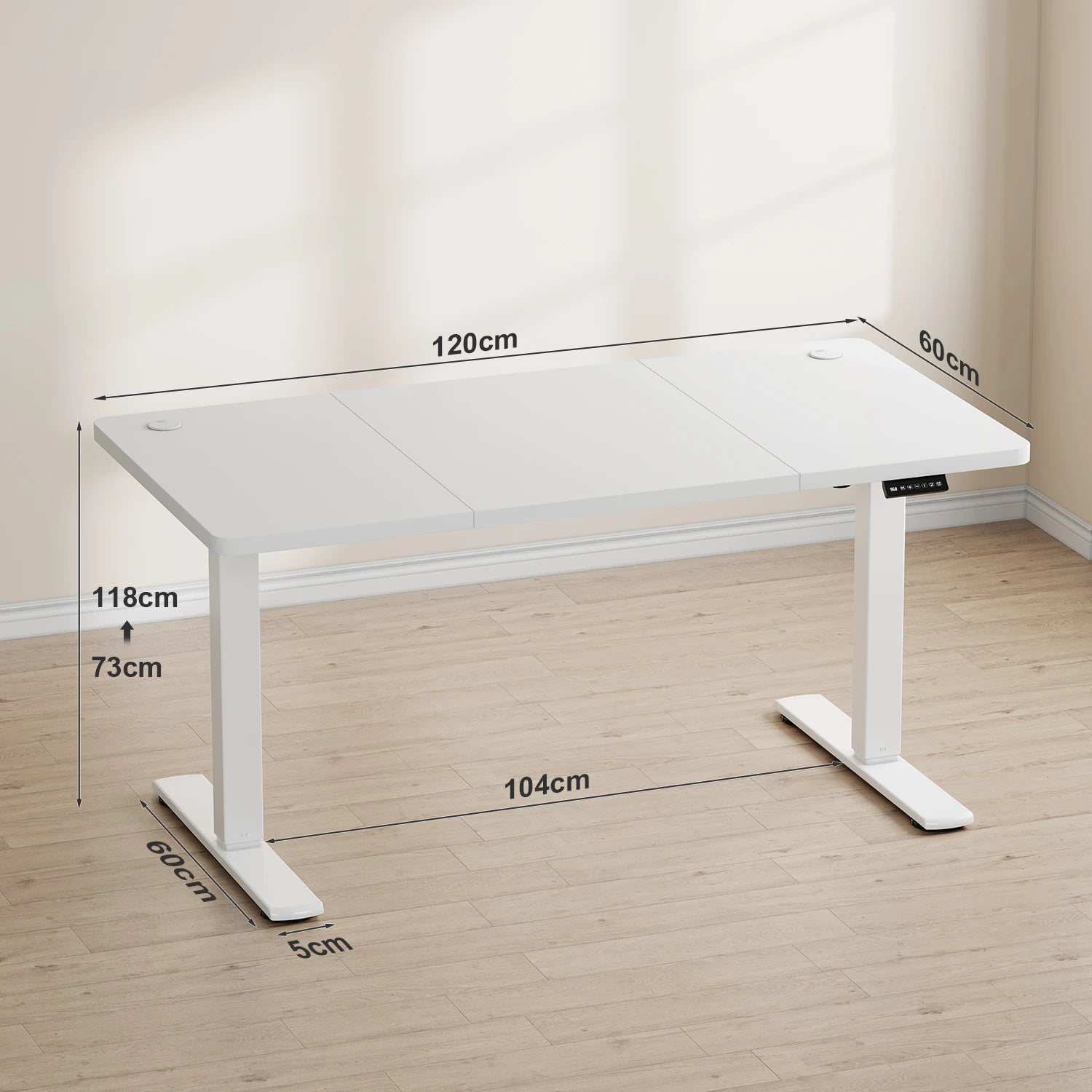 Bureau assis-debout électrique 120 cm avec USB
