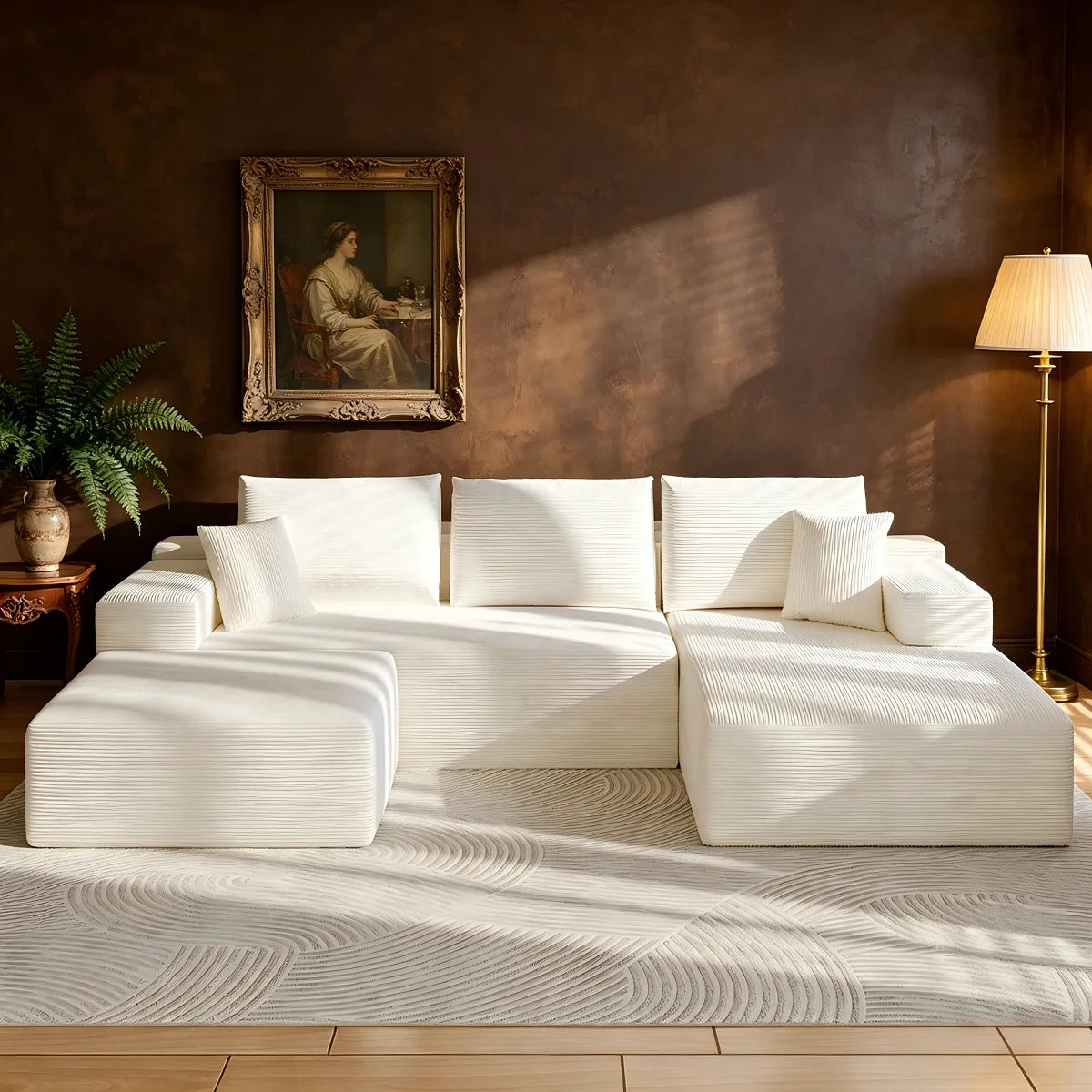 Canapé en U modulable et convertible 275 × 175 cm