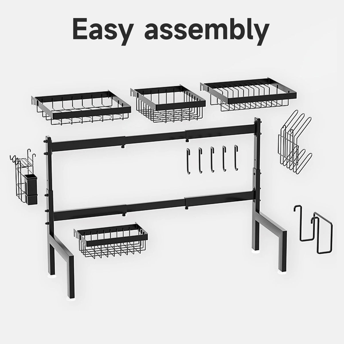 Égouttoir au-dessus de l’évier extensible, 66 à 85 cm — éléments à assembler et crochets