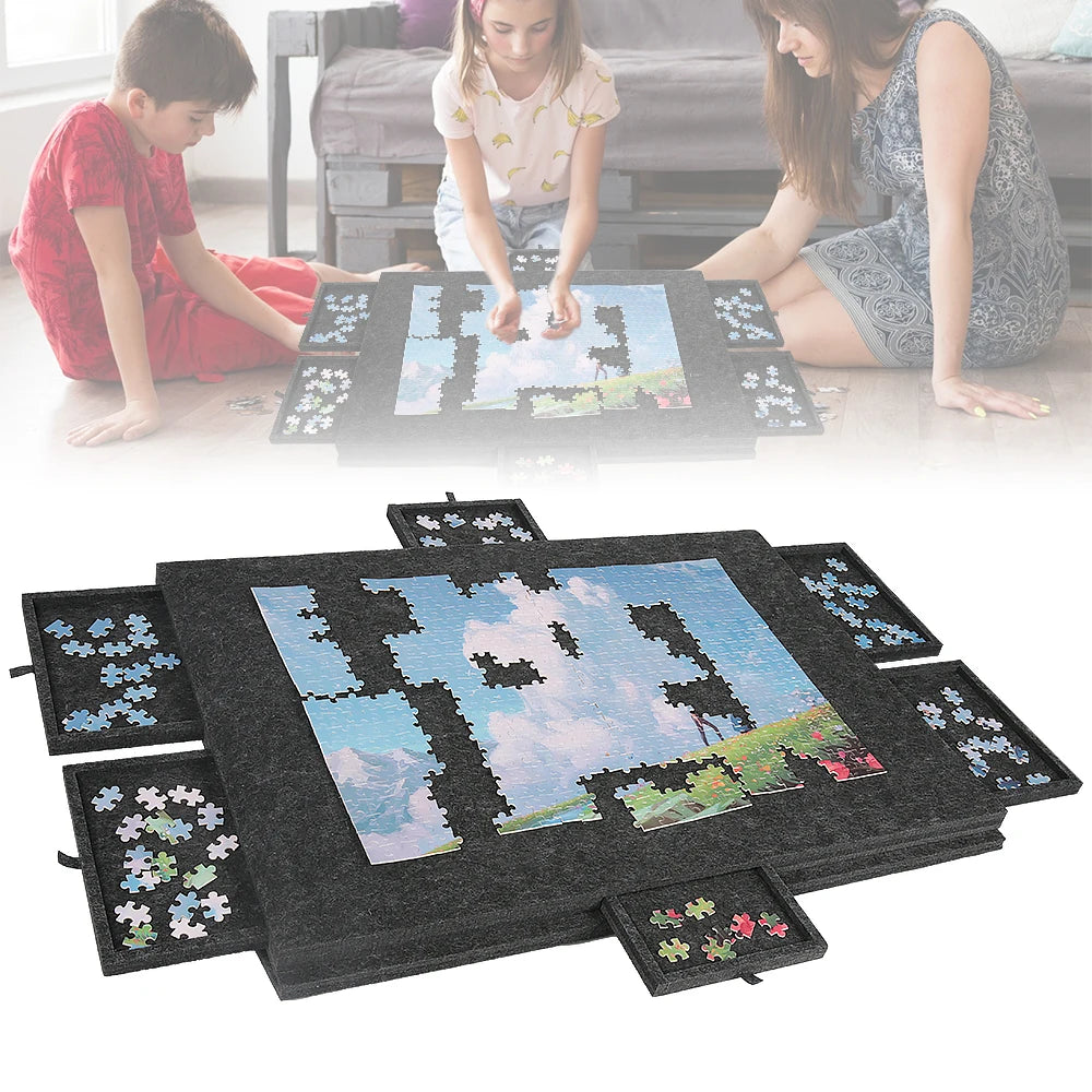 Table de puzzle pliante avec housse et 6 tiroirs