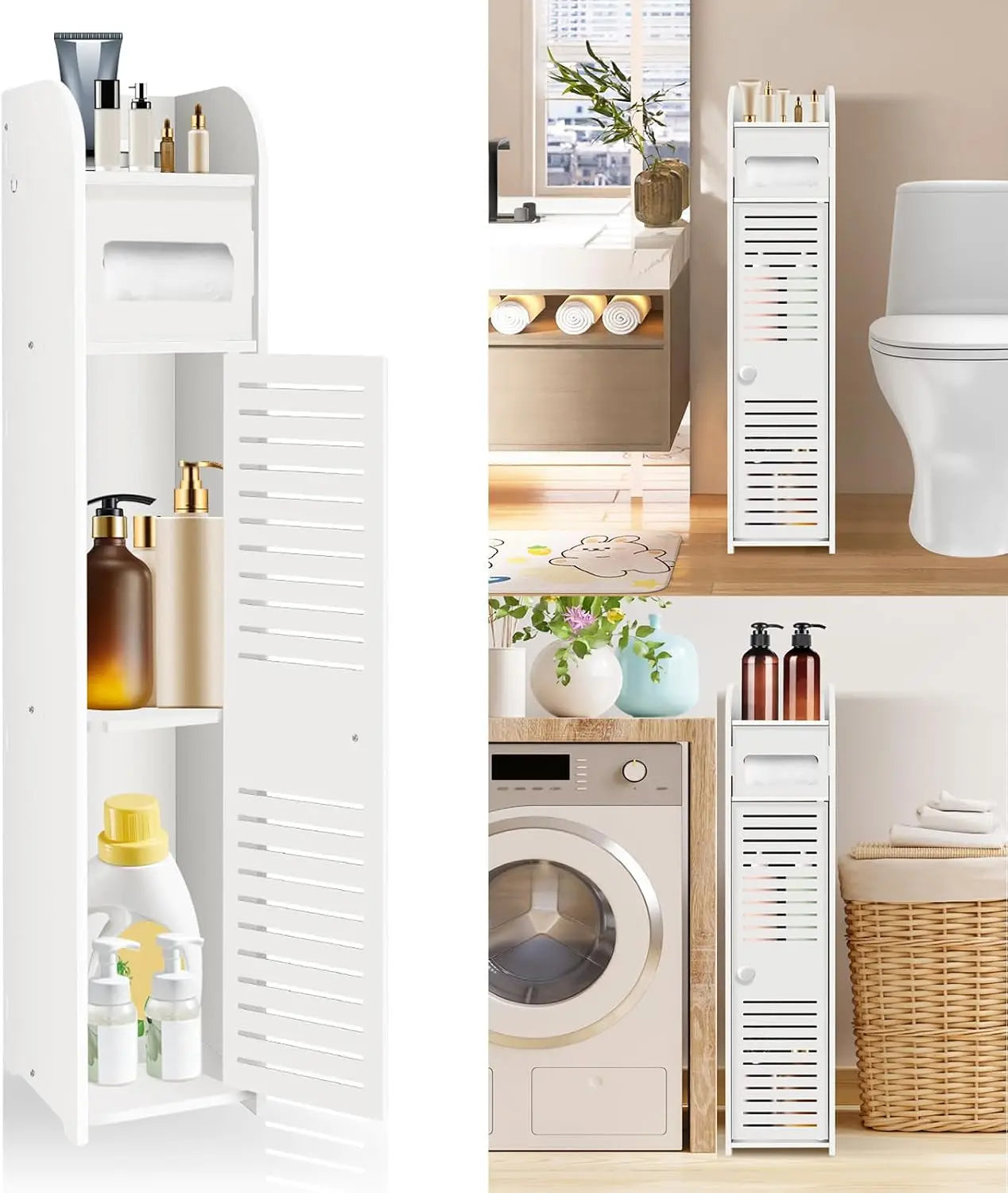 Meuble de salle de bain étroit en PVC 15 × 17 × 80 cm