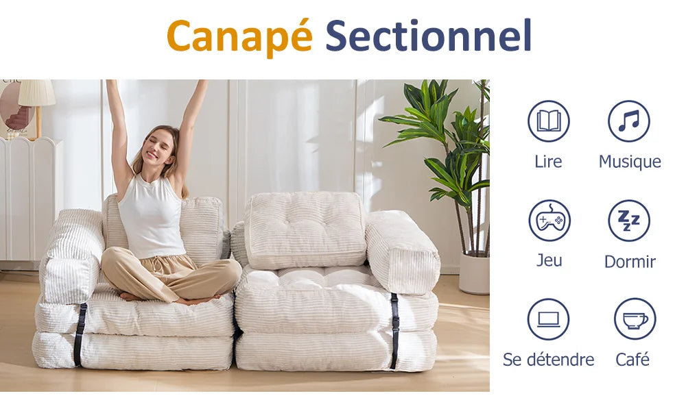 Fauteuil-lit pliable avec oreiller 170 × 85 cm