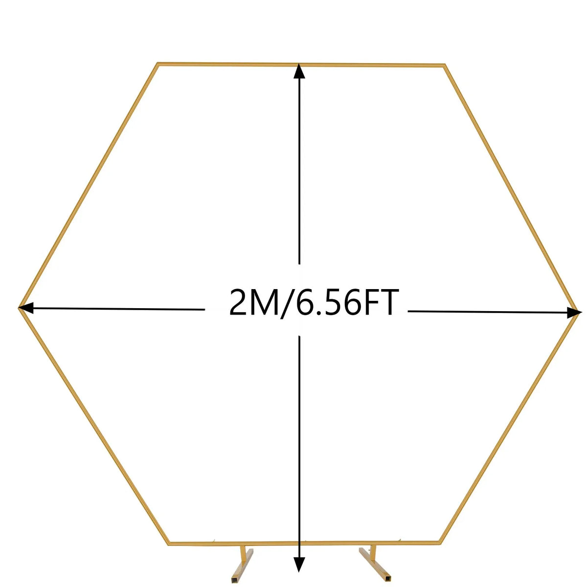 Arche de mariage dorée : dimensions du modèle D hexagonal.